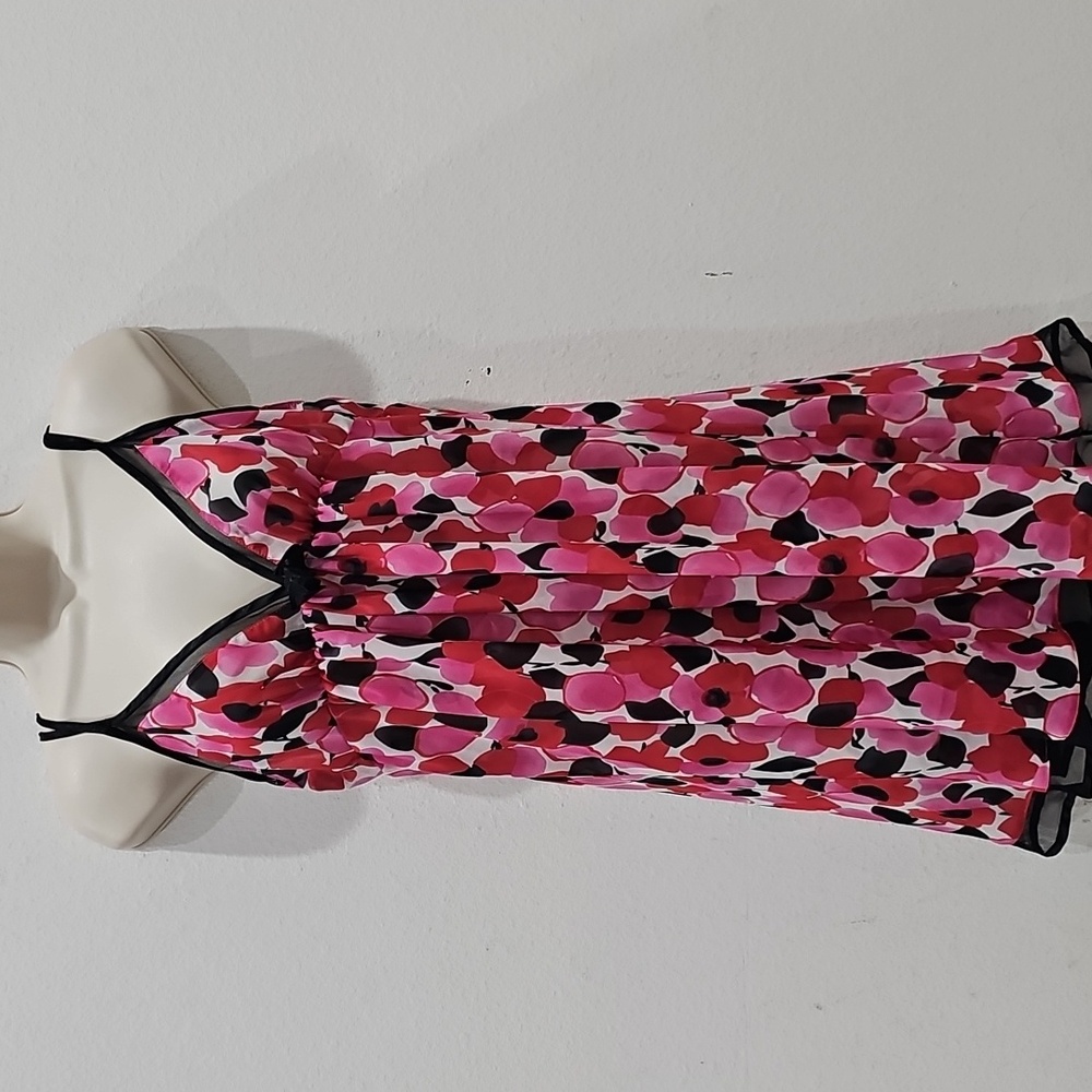 Oscar De La Renta Pink Label Floral Sheel Chemise Nightgown Lingerie‎ Size M